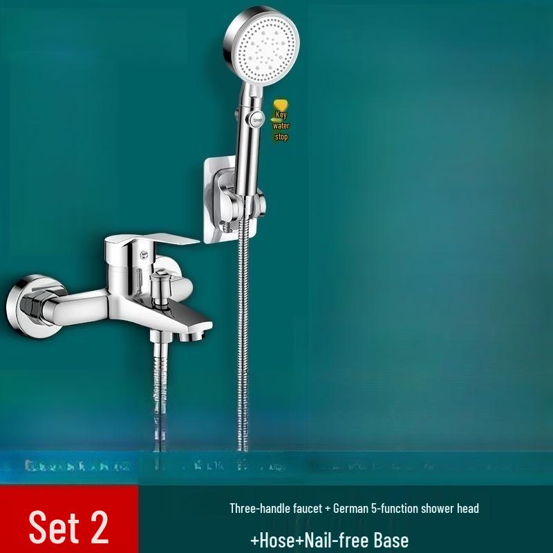 OEING Wall-Mounted Cold & Hot Water Mixer Faucet with 5-Function Shower