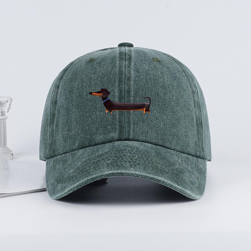 Dachshund Print Washed Baseball Cap Adorable Retro DogThemed Style Perfect for Outdoor Walks and Pet Gatherings The Ideal Gift