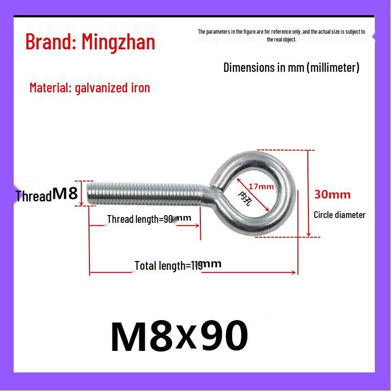 Closed Hook Eye Bolt Screw Ring Hanger - M2.5 to M8 Machine Thread