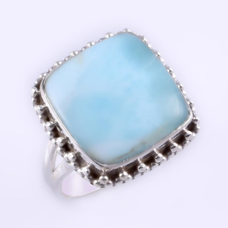 Natural Republic Larimar Gemstone Handmade 925 Sterling Silver Ring S.6" E0o47
