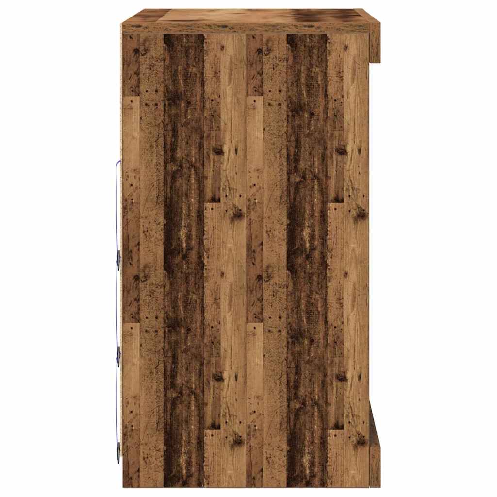LED Sideboard in Rustic Wood Look 60.5 x 37 x 67 cm Particleboard