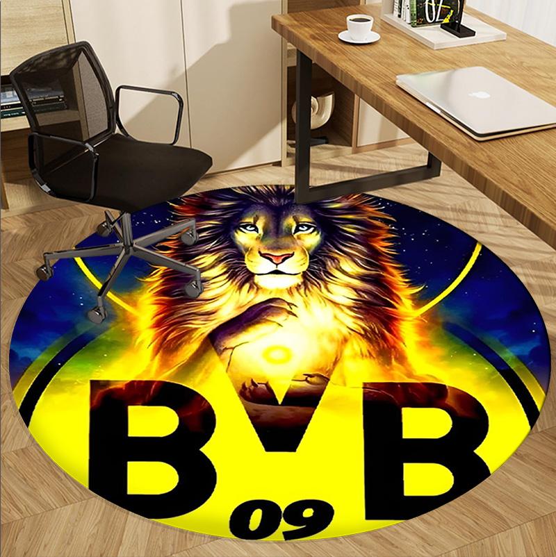 Borussia Dortmund Pattern Round Rug, Indoor/Outdoor Mat, for Picnic, Gameroom, Bedroom, Office, Living Room, Home Decor Carpet, Birthday Gift