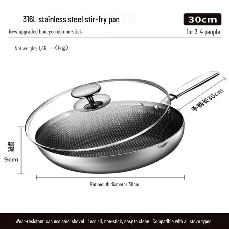 

KOBACH 316L Stainless Steel Non-stick Stir-fry Pan, 30cm