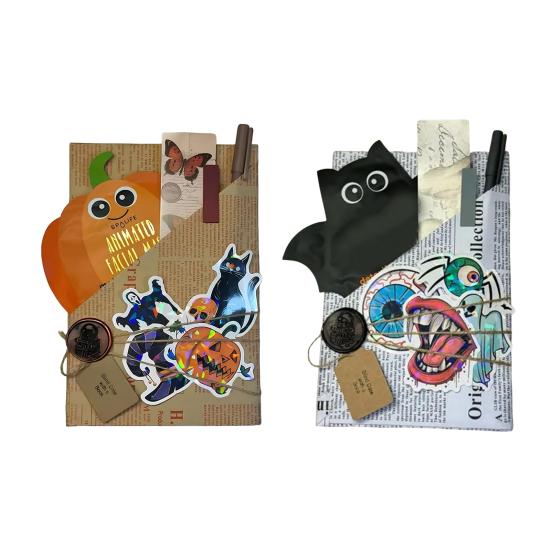 Halloween Blind Date Book Package Mysteriously Wrapped Gothic Horror Spooky Themed Packaging Paper And Sticker Kit for Book Lovers