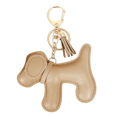 Tonecraft Dog Key Holder, Simple, Orthodox, Dog Bag Charm, Popular, Stylish, Cute, Rabbit, PU Leather, Squishy, Beige