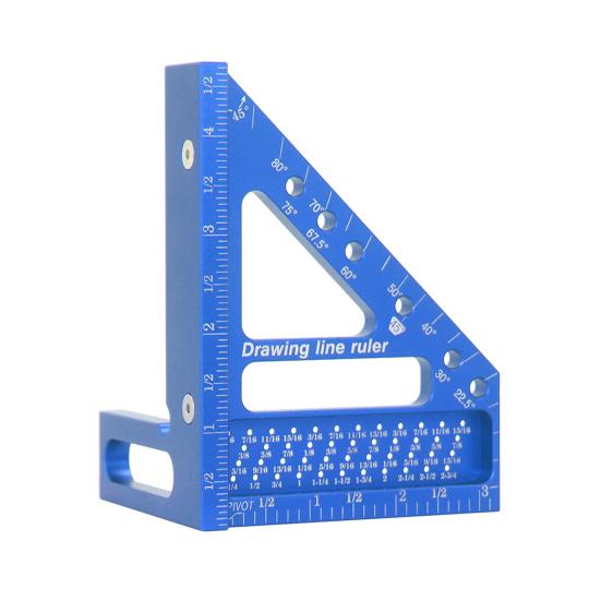 3D Multi-Angle Measuring Ruler High Precision Aluminum Alloy Triangle Ruler with 6-Hole Design Positioning