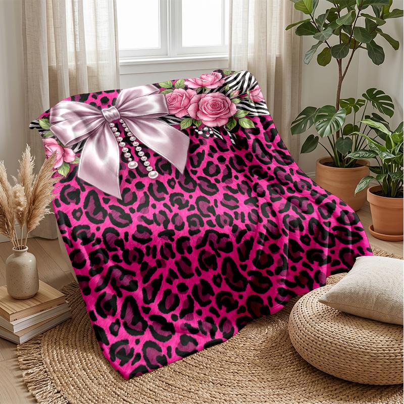 Pink Leopard Fashion 1 Theme Blanket Lightweight Warm Flannel Blanket Decorative Throw Blanket for Home Decoration