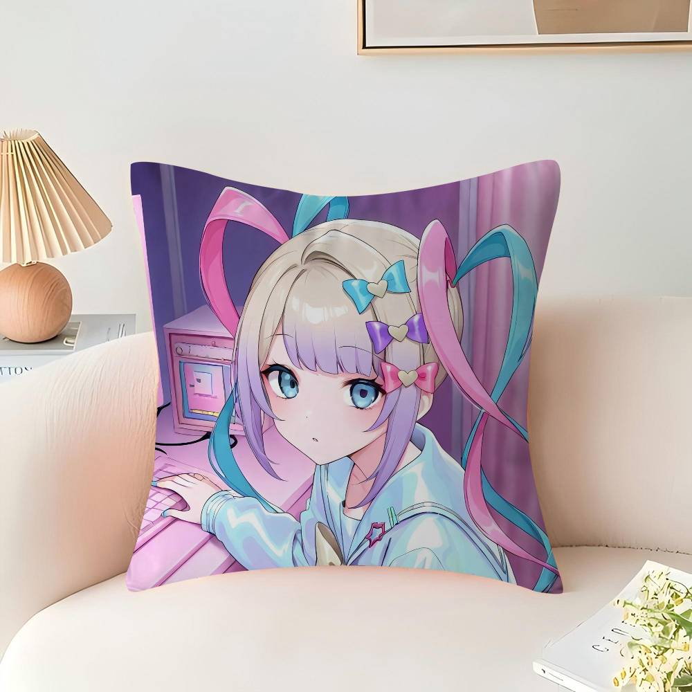 Anime Kangel Pillowcase Bedroom Sofa Decorative Cushion Cover With Zipper Soft Cushion Cover