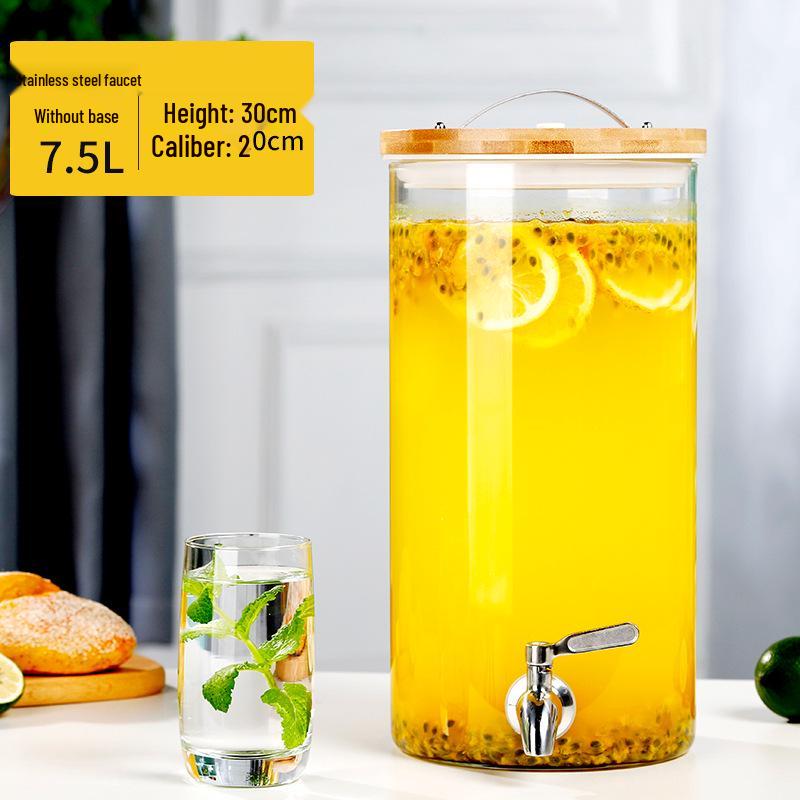 Large Capacity Glass Beverage Dispenser with Faucet for Cold Drinks and Fruit Tea
