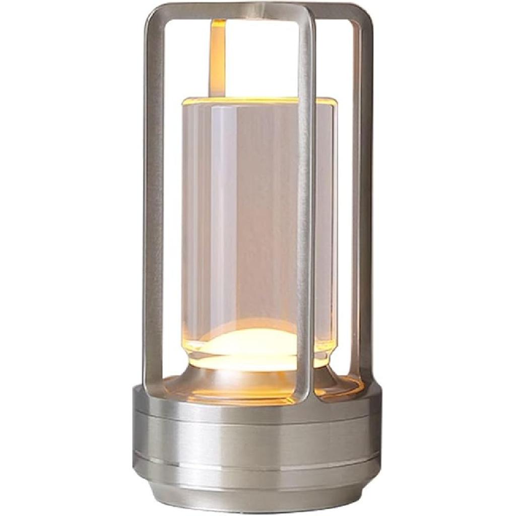Cordless LED Touch Desk Lamp,2600mAh Battery Powered Crystal Lantern Lamp,3-Colour Dimmable Bedside Lamp,Small Desk Lamp for Restaurant Bedroom Bar