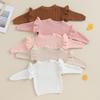 Baby Solid Color Ruffle Sweater Knitted Winter Baby Girl Clothes Round Neck Kid Toddler Girl Pullover Baby Outerwear