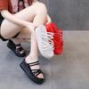 Sommer neue Sandalen Damen kleine Größe Hausschuhe Damen Sommer neu Koreanische Version Ein Wort dicke Sohle zwei Tragevarianten coole Römerschuhe Damen