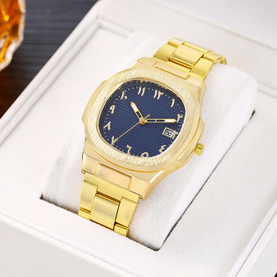 Gold High-End Business Men'S Versatile Light Luxury Fashion Calendar Steel Belt Watch Watch