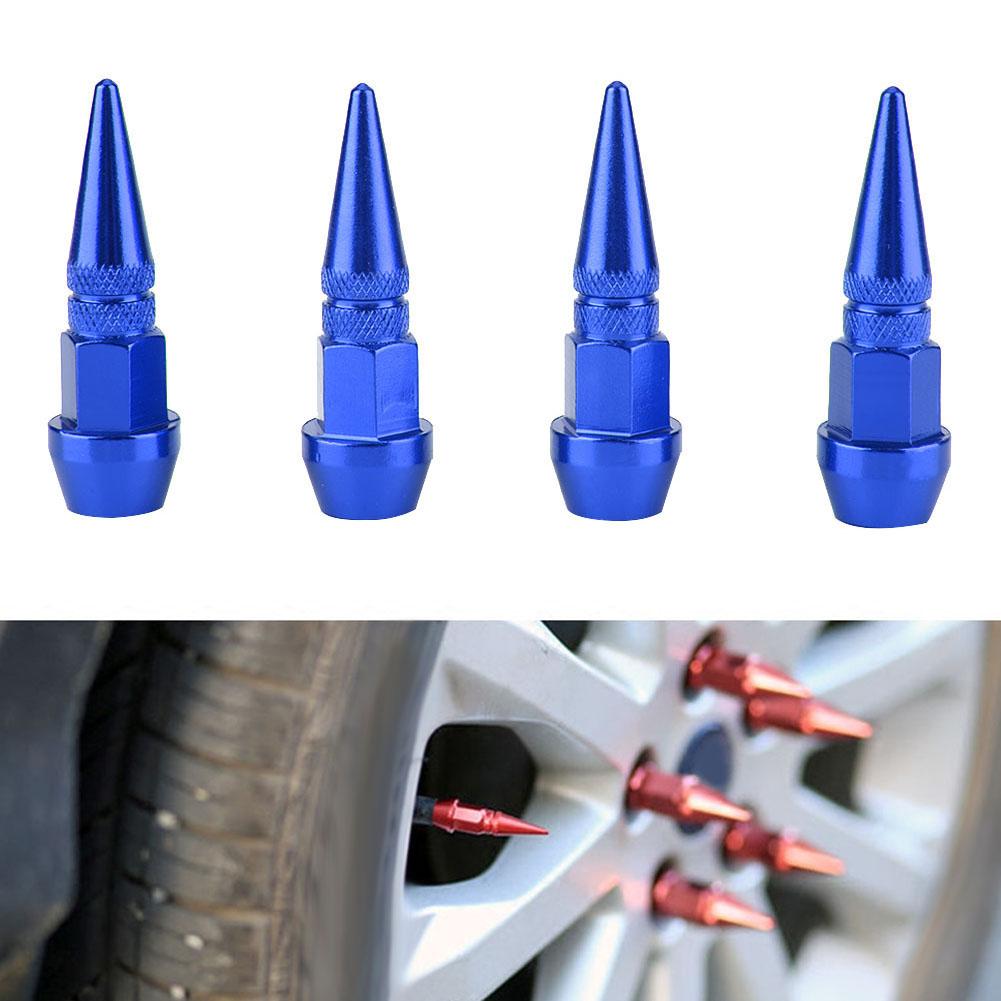 4Pcs Aluminum Alloy Spike Wheel Tire Valve Stem Car Truck Dust Covers Blue