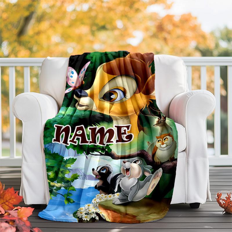 Customizable Bambi Throw Blanket – Personalized Name, All-Season Cozy Snug Blanket, Machine Washable, Personalized Blanket