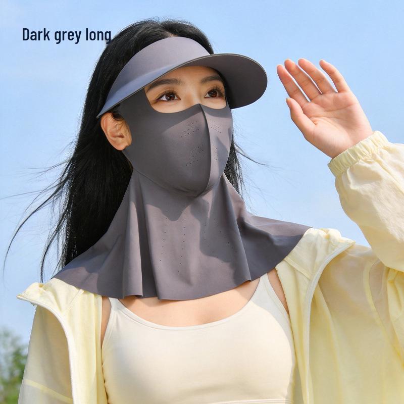 Women's Detachable Brim Sun Protection Face Mask, Ice Silk UV Shield, Full Face and Neck Coverage, Breathable Summer Facekini.