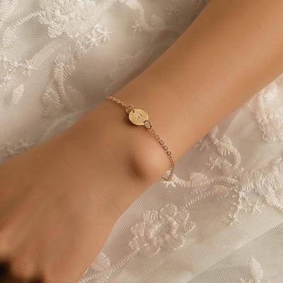 Round 26 English Alphabet Bracelet Female Simple Personality 26 Alphabet Beach Pendant Jewelry