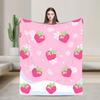 Pink Strawberry Blanket Warm Soft Funny Plush Throw Blanket For Couch Bed Decorative Flannel Bedspread Bed Cover