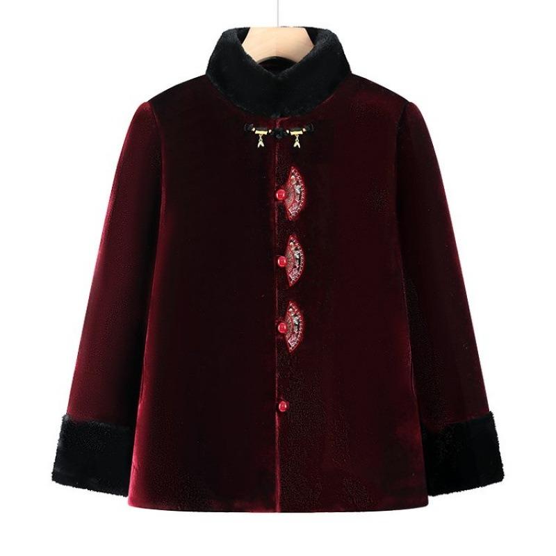 

Old man winter coat female grandmother Tang suit mother velvet cotton-padded coat old man wife imitation mink velvet thickened cotton-padded jacket 5XL [recommended 150-80kg] красный