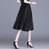 Women's Short Skirt Office Casual Skirt Lace Skirt A-Line Long Dress Hem Gauze Hollow Pleated Skirts