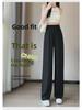 Women's 2025 Black Ice Silk Suit Pants: Spring/Summer Straight-Leg, Petite/Wide-Leg Casual Style