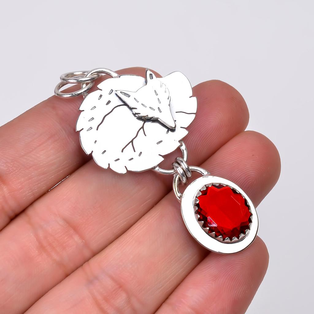 Red Garnet Gemstone 925 Sterling Silver Pendant V8990, Red Pendant, Oval Pendant, Valentin's Day Gift, Gift For Her, Birthday Gift, Handmade Jewelry,