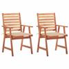 VidaXL Set of 2 Outdoor Dining Chairs with Cushions, Patio Seats, Dining Room Chairs, Patio Furniture 3064323