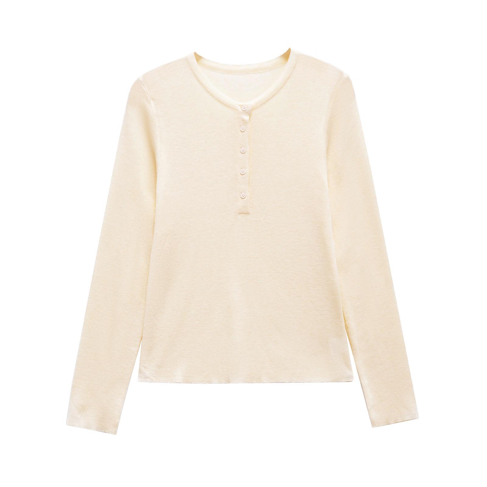 

2024 Зимний женский вязаный свитер на пуговицах с V-образным вырезом в европейском и американском стиле Large грязно-белый