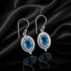Natural Swiss Blue Topaz Gemstone 925 Sterling Silver Dangle Earrings 1.50" Gift For Women EE-1-7