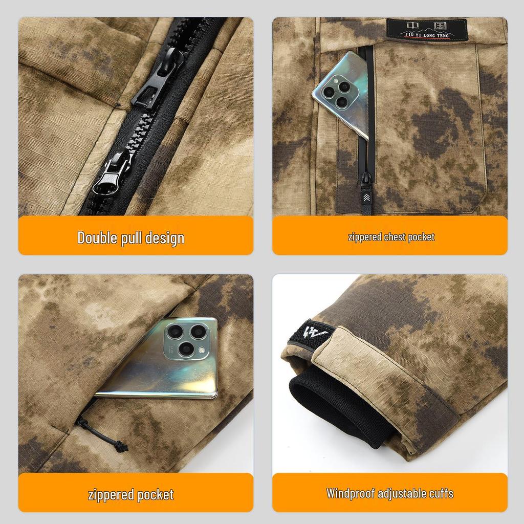 Men's Winter Thickened Velvet Camouflage Jacket - Warm, Wear-Resistant, Cold-Protective Labor Coat for Northeast Conditions.