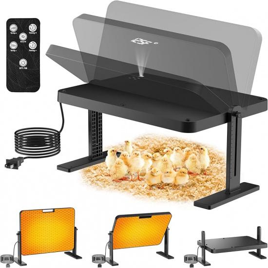 Chicken Brooder, Anti-Scald Graphene Brooder Plate with Remote Control, 16x12in Large Brooder Heater for 25 Chicks with Adjustable