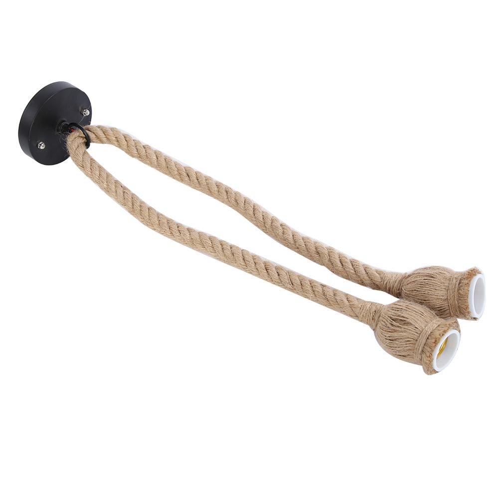 Bază Lampă E27 1,5m Frânghie de Cânepă Cablu Electric DIY Pandantiv Decorativ Suport Bec (două suporturi pentru bec)