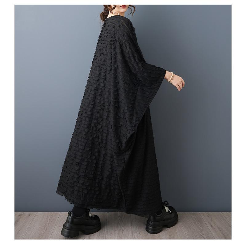 DIMANAF New 2026 Summer Plus Size Women Elegant Lady Long Dress Vintage Black Floral Jacquard Lace Loose Oversize Maxi Clothing