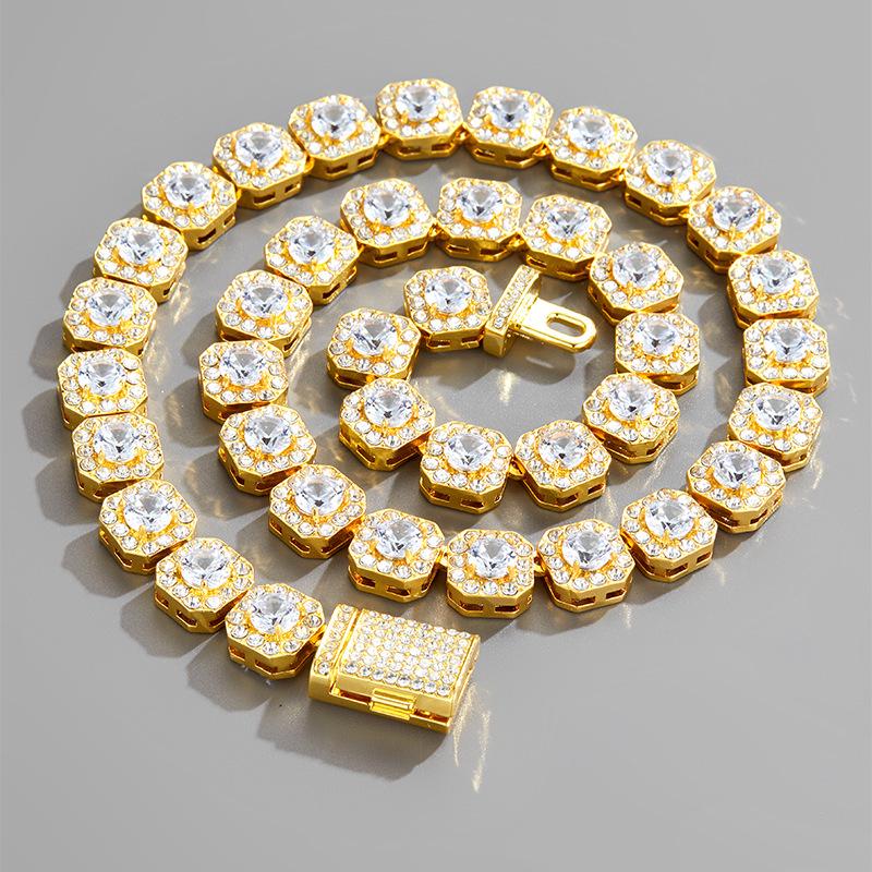 11mm Square Zircon Rock Candy Diamond Cuban Chain Jewelry