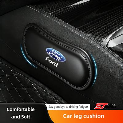 1Pcs Leather Car Pillow Knee Pad Elastic Memory Foam Leg Pad For Ford ST Line Focus Mustang Fiesta Puma Ranger Kuga MK7 MAX F150