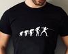 Evolution Of Fencing T-Shirt, Sword Fight Sports Competition Combat Weapon Unisex Christmas Birthday Family Presents Xmas Gift Tee Tops