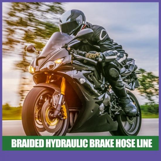 ONE 160cm Motorcycle Braided Hydraulic Brake Line Oil Hose Rubber Universal