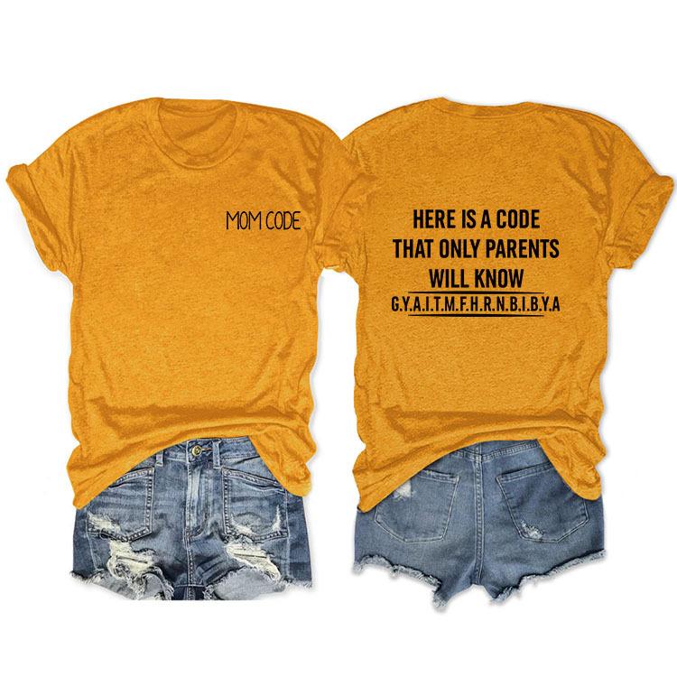Fashion before and after here is a code letter print women's casual short sleeves