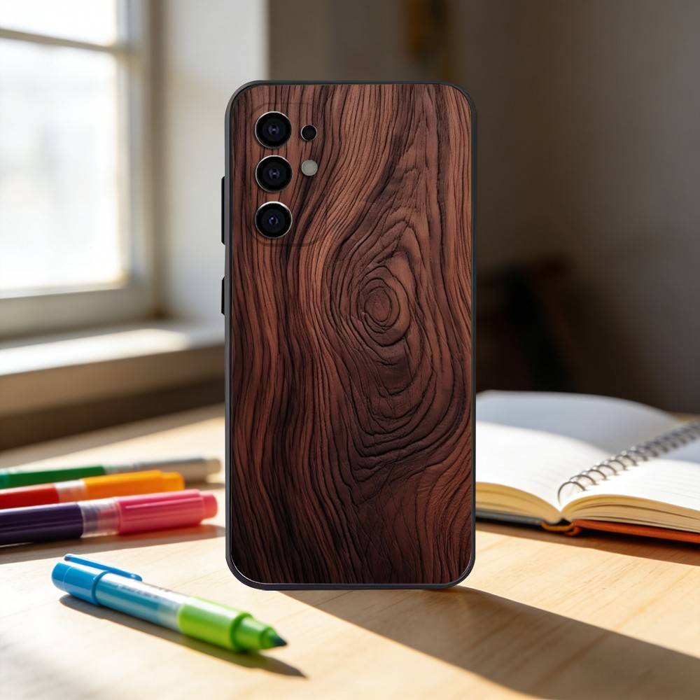 n-Natural Wood Phone Case For Samsung S25,S24,S21,S22,S23,S30,Ultra,S20,Plus,Fe,Note,10,9,5G Black Cover Samsung S24fe