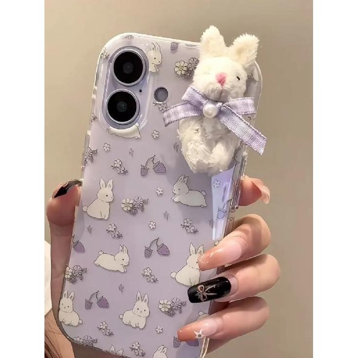 Purple Rabbit Phone Case For Apple iPhone 17 ProMax- Silicone Shockproof Cute Simple Cases Full Cover On iPhone 17/16/15/14/13/12/11/Pro/ProMax/Plus