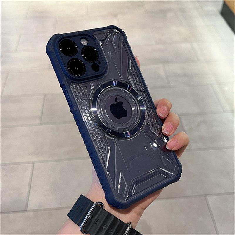 Pare-chocs hybride antichoc pour Magsafe, étui de chargement magnétique sans fil pour iPhone 11 12 13 14 Pro Max Plus, housse de téléphone rigide et transparente