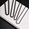 Black Twisted Rope Long Chain Necklace for Men Boys,Waterproof Stainless Steel Links Collar,Classic Simple Male Jewelry Gift