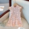 Girls Summer Modified Cheongsam Dress Short Sleeve Thin Floral Print Stylish Children Clothing