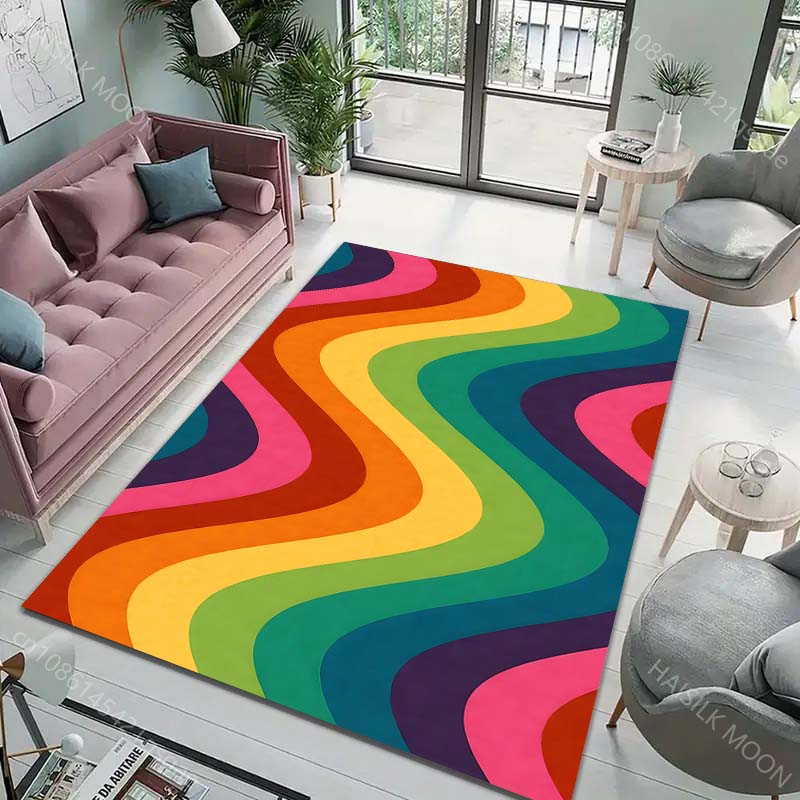 Personalized Color Ripples Print Carpet for Living Room Bedroom Sofa Home Decor Non-slip Floor Mat Modern Rugs Large Size
