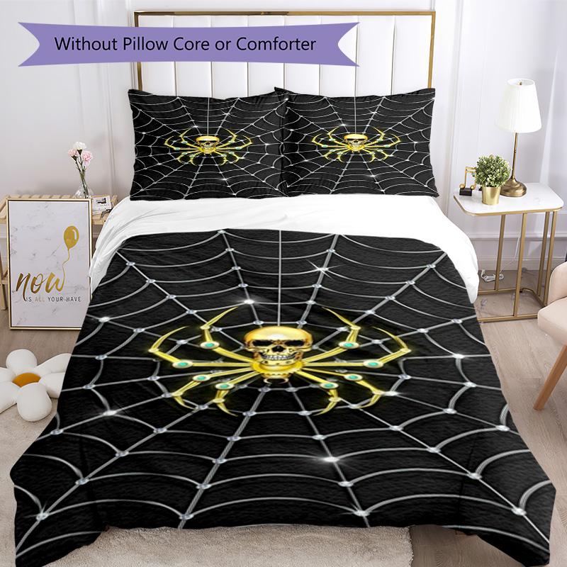 Spider Web Bedding Set Breathable Duvet Cover with Pillowcases Decorative Bed Linen for Bedroom Home Decoration Birthday Gift