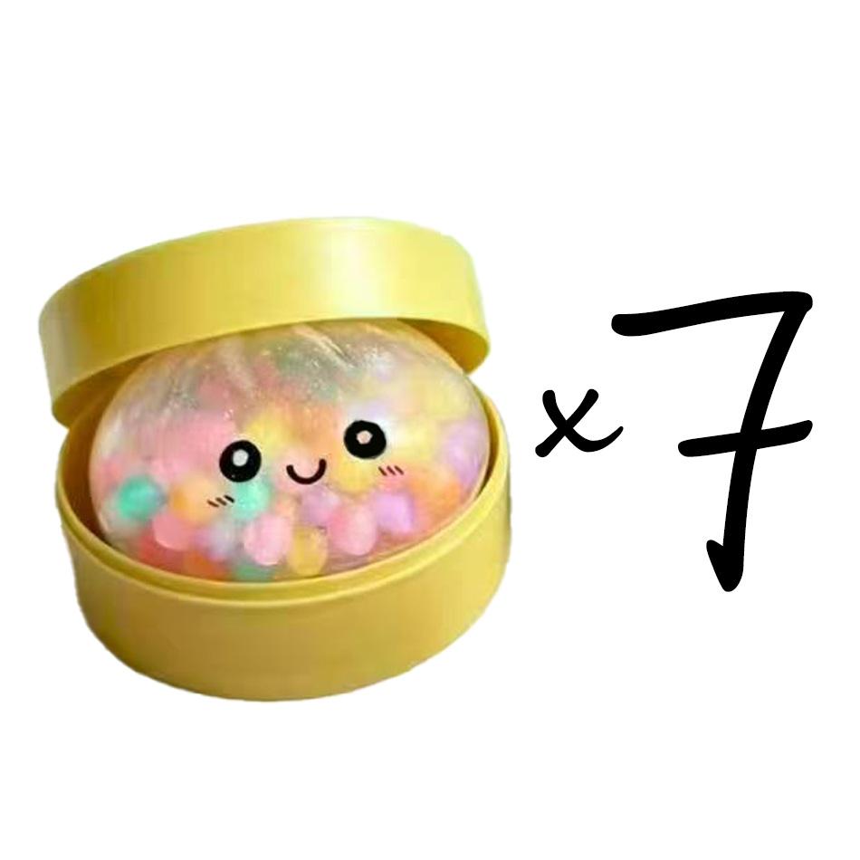 Hot Rainbow Dumpling Squishy with Bead Sensory Squeeze Toys for Stress Relief with Bamboo Steamer Funny Kawaii Toy Gifts