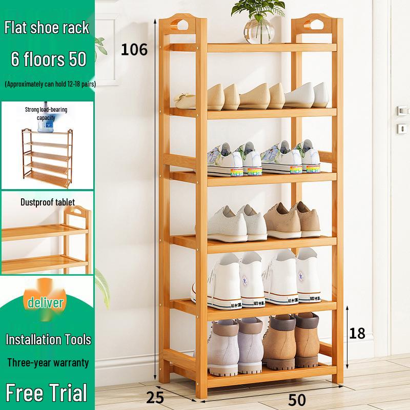 Wall-Mounted Bamboo Shoe Rack: Space-Saving, Dustproof, Multi-Layer Storage for Entryway