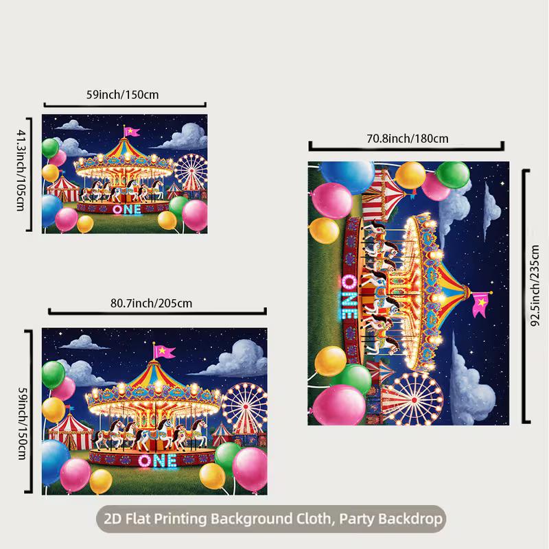 2D Kids Event Background Cloth Carnival Ferris Wheel Banner for Decor