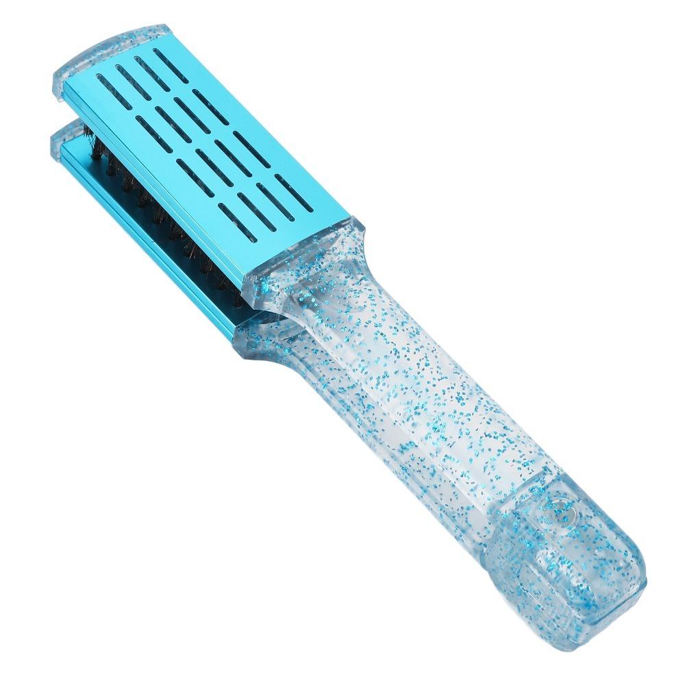 Blue Double Sided Straightener Brush Multifunction Straightening Clamp Brush  Salon Use