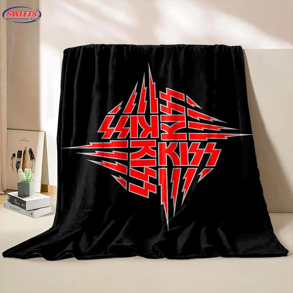 Warme und kuschelige Flanelldecke K Kiss Band Decke, Sofa Schlafzimmer Büro Freizeit Nickerchen Camping Decke, Schönes Geschenk für Kinder
